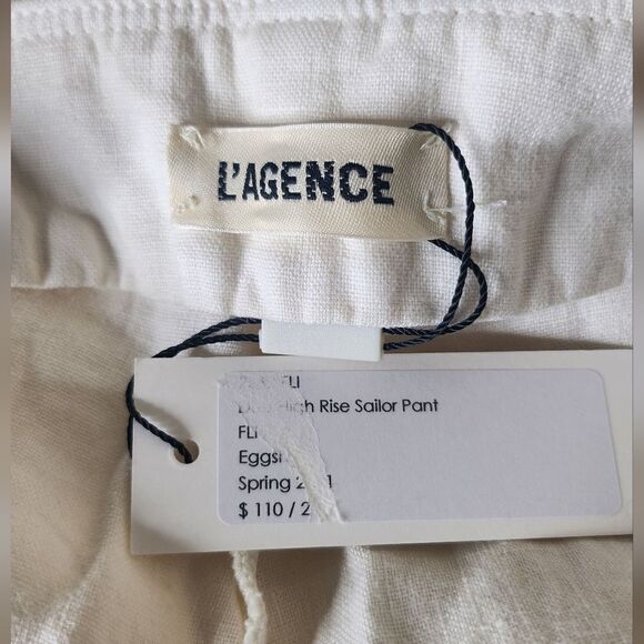 NWT L'agence Dee women's high rise linen wide leg sailor preppy casual pants 25 - Picture 6 of 8